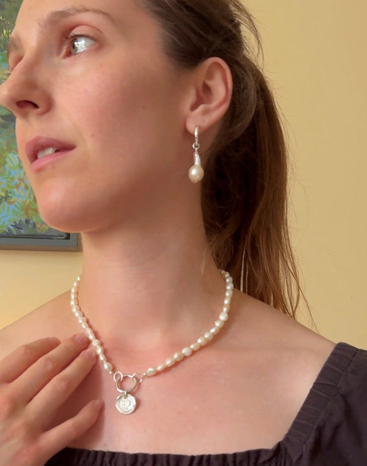 Baroque Freshwater Pearl Hoop Earrings