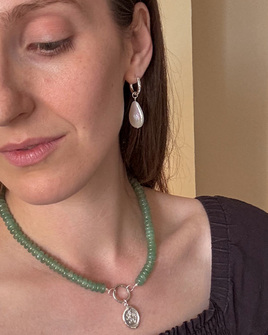 Teardrop Freshwater Pearl Hoop Earrings