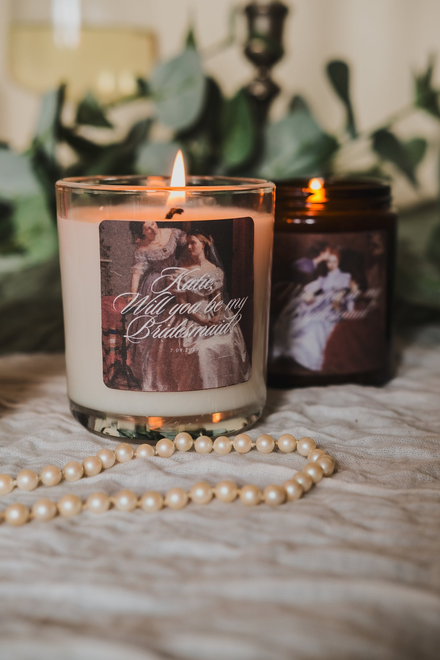 History inspired Will you be my bridesmaid wedding candle
