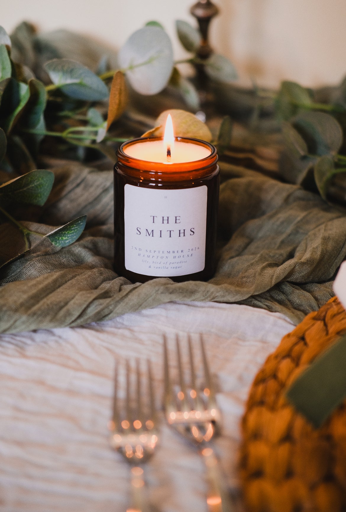 History inspired wedding candle